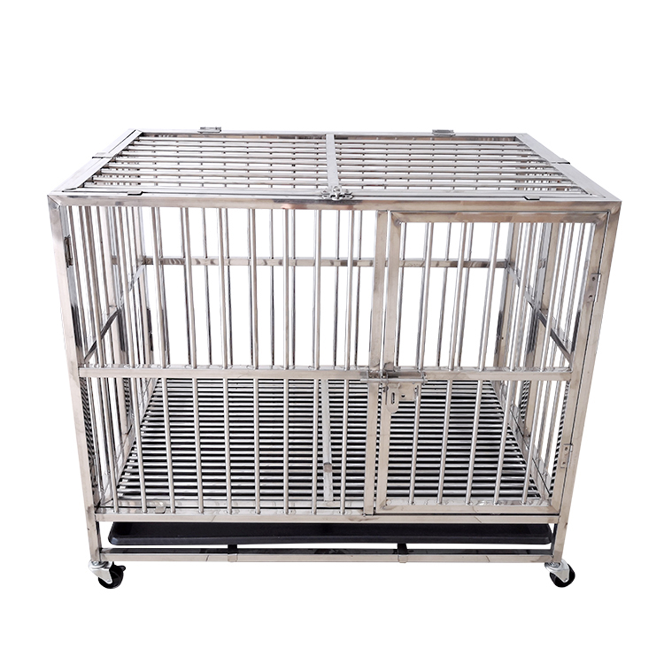 Stainless steel folding dog cage