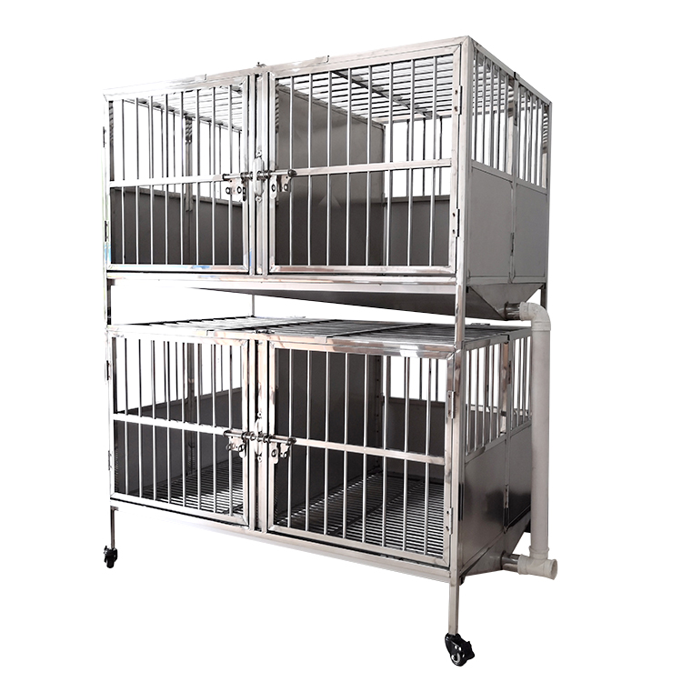 Two-story 4-door-tilt funnel dog cage