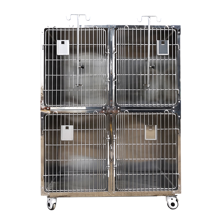Two-story 4-door with upper and lower partitions - dry dog cage