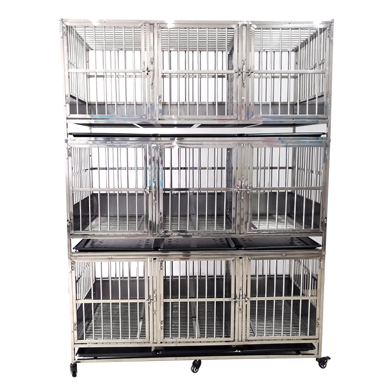 Three-layer 9-door stainless steel dog cage