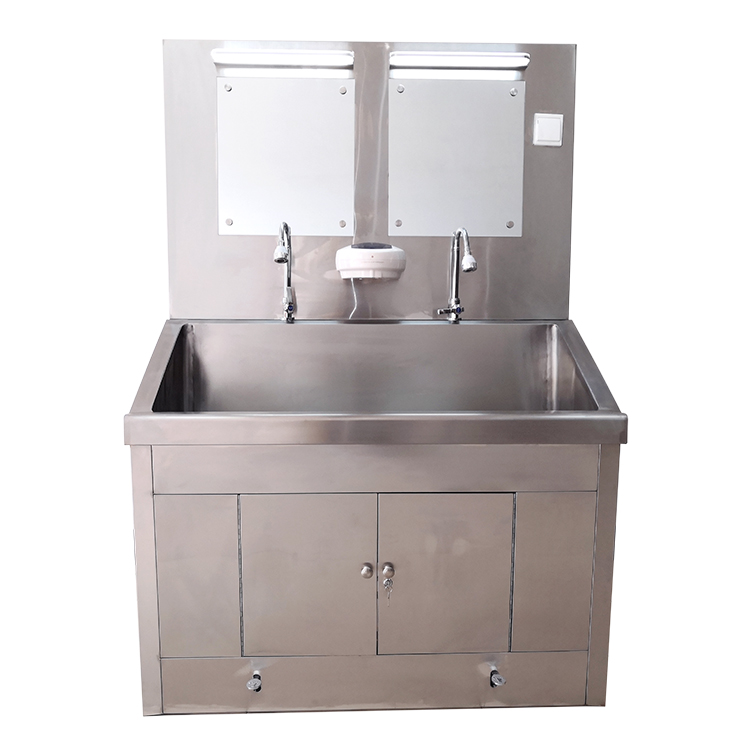 Stainless steel medical double wash basin