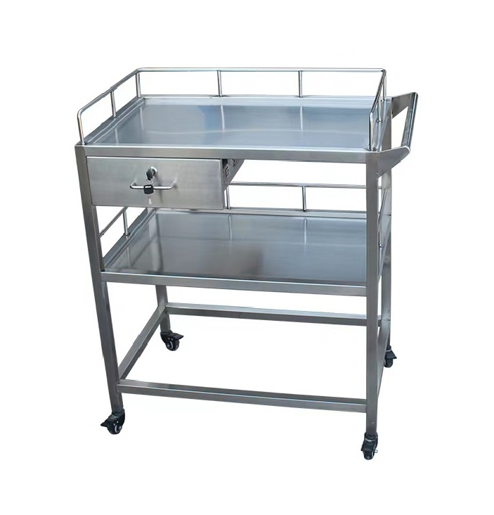 Stainless steel veterinary operating room auxiliary trolley