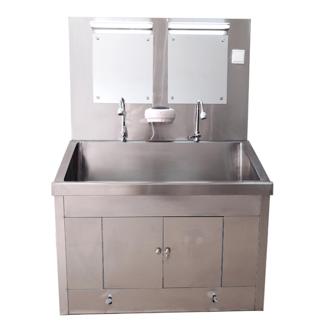 Stainless steel medical double sink