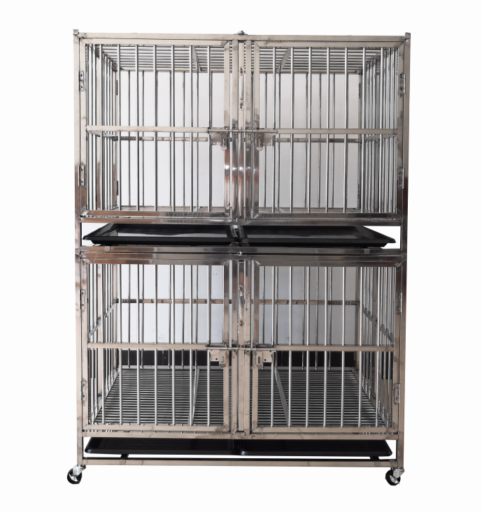 Stainless steel double deck with flapper - folding pet carrier