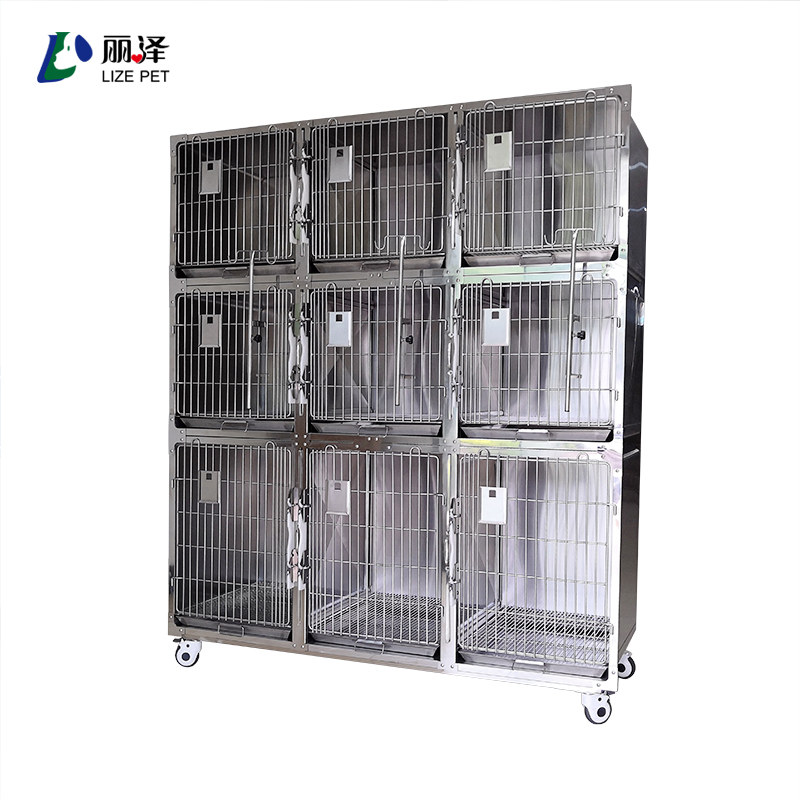 High Quality Veterinary Cage For Pet Hospital Nine Compartments Veterinary Cages Stainless Steel