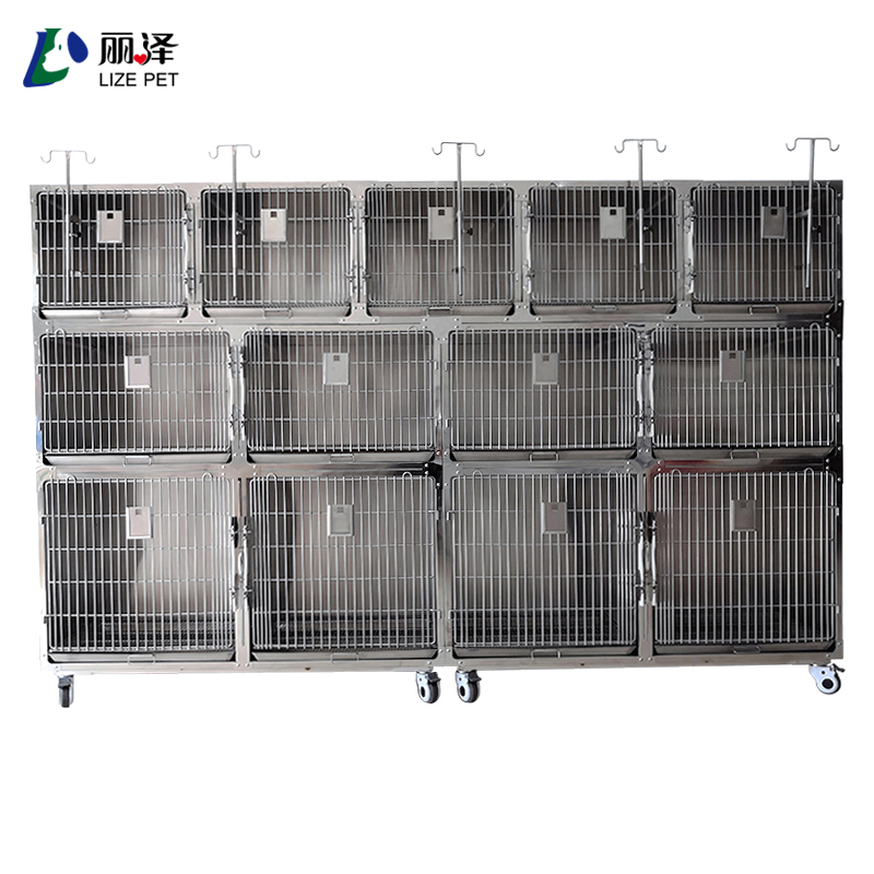 Customized Veterinary Cage For Pet Hospital Thirteen Compartments Veterinary Cages Stainless Steel