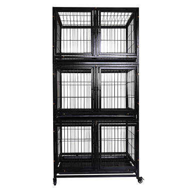 Dog Cage Wire Pet Cage Metal Dog Kennel Three Layers Iron Square Pipe and Steel Animal Electrostatic Painting Breathable