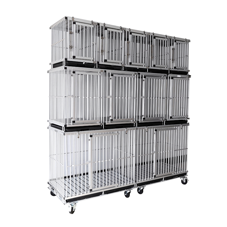 Animal Clinic Puppy Shop Kennels Aluminum Modular Cat Cages Crates Foldable Large Pet Dog Cages With Waste Tray