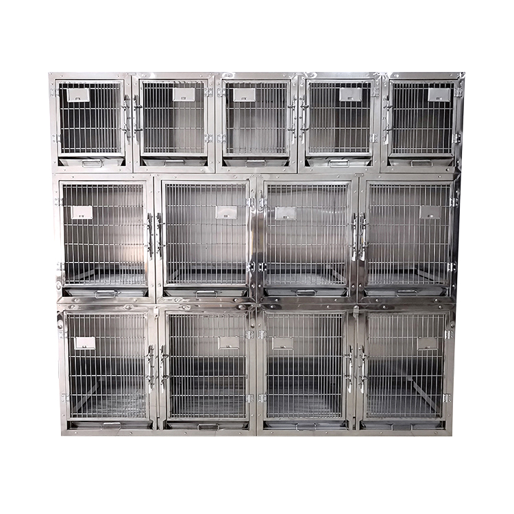 Stainless Steel Veterinary Cages Three-Storey Thirteen Compartments Pet Hospital Supplies