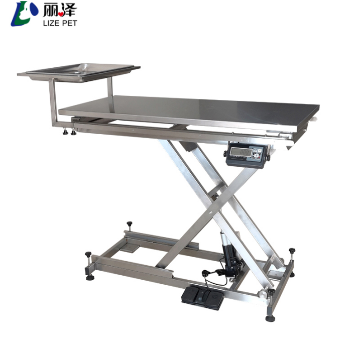 All stainless steel electric lift veterinary clinic table with weighing function