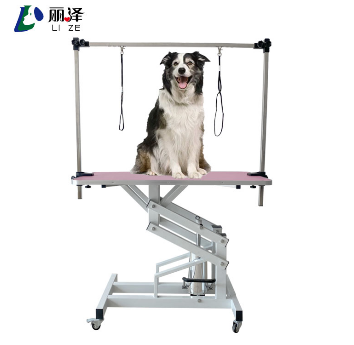 Steel spray hydraulic pet grooming table - Aluminum alloy edge