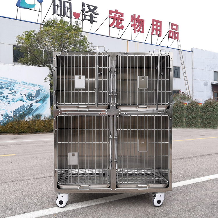 One of the most common pet cages in pet clinics, stainless steel pet foster cage