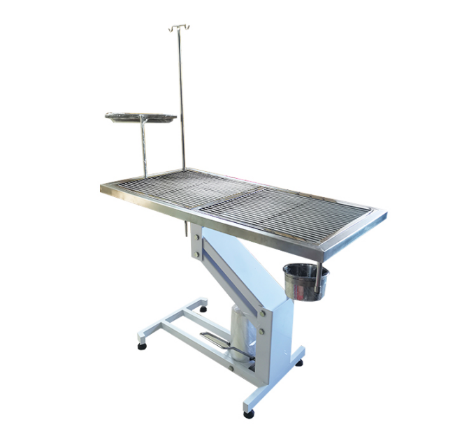 Hydraulic lifting stainless steel mesh panel veterinary operating table