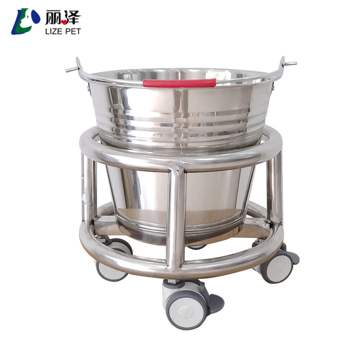 Stainless steel waste bucket with movable wheel