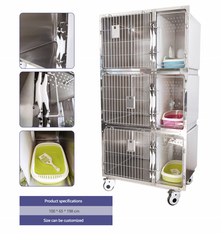 Stainless steel 3 layer cat carrier Veterinary cat carrier