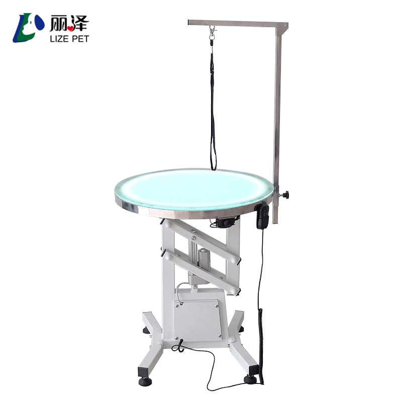 LIZE PET LED electric lifting round beauty table cat grooming table for pet shop veterinary clinic lighting examination table