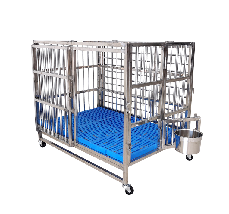 Single-layer folding stainless steel sliding door pet dog cage