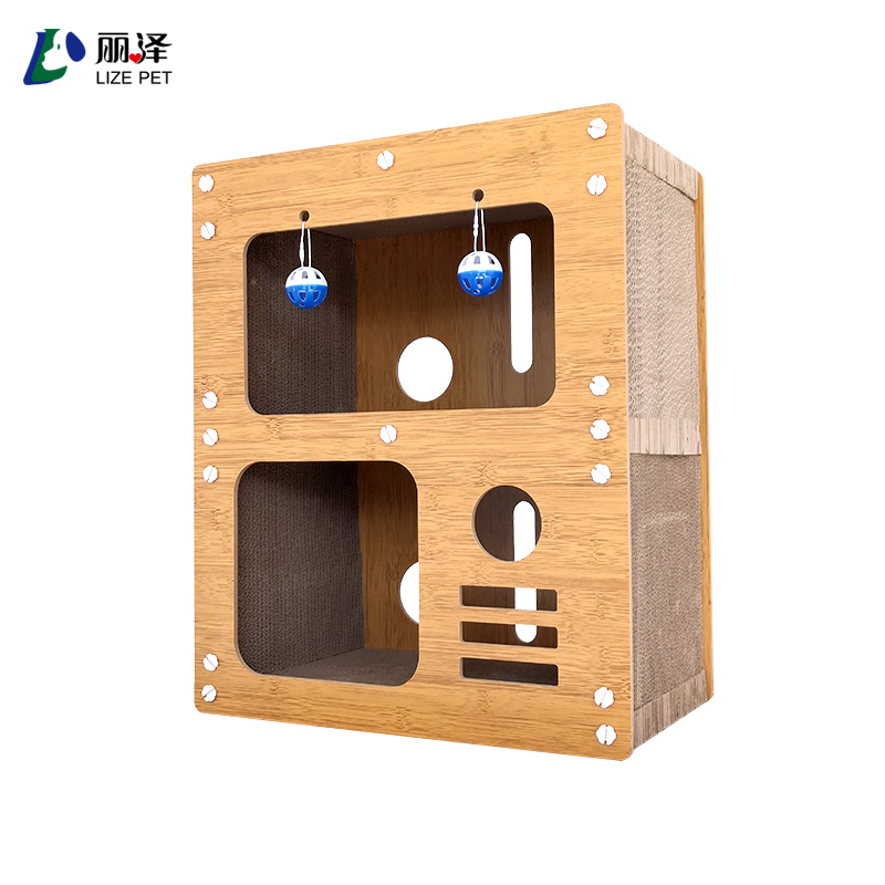 2024 New Wooden Household Indoor Large Free Space Cattery Pet House Furniture Cat Villa Luxury Solid Cat House Villa With Light