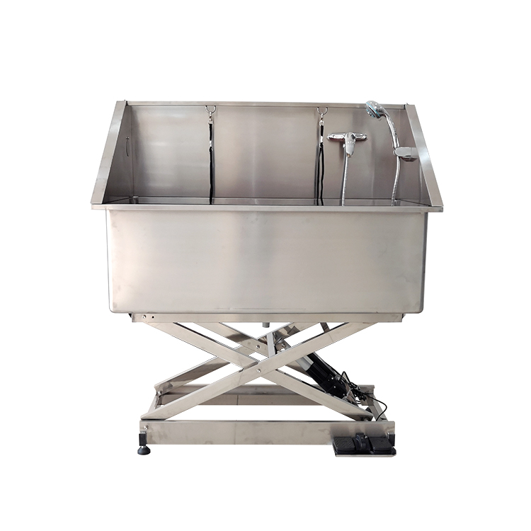 All stainless steel pet bathtub electric lifting pet bath can soak without door side panel foldable with faucet shower head