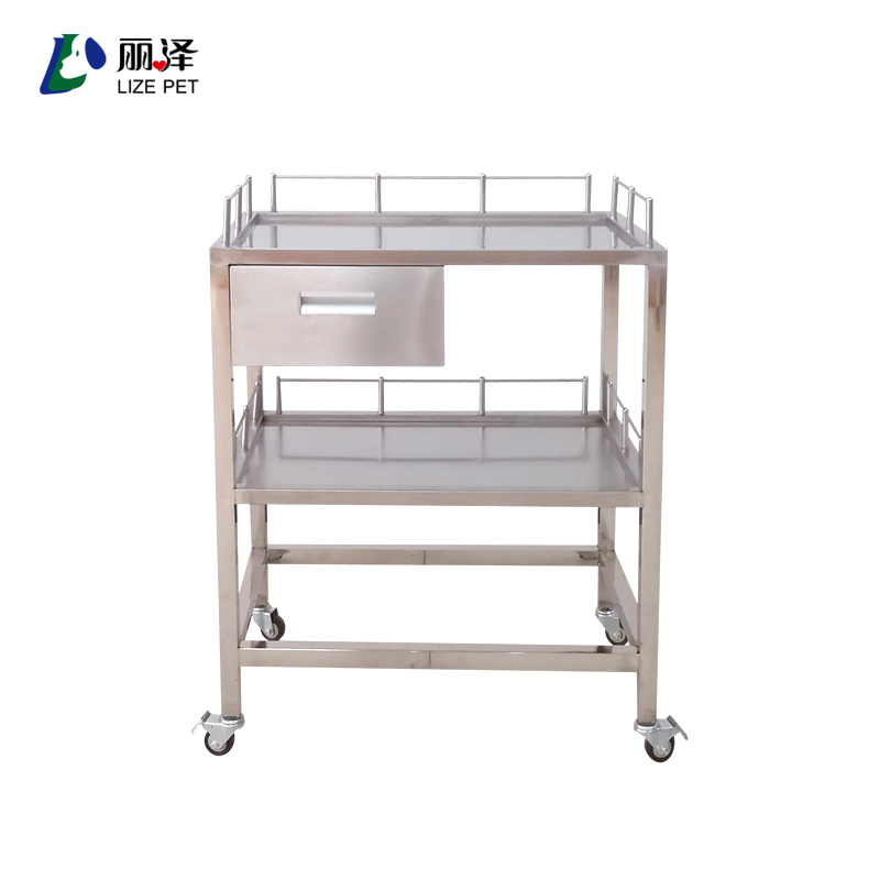 LIZE Factory price Stainless steel medical trolley Veterinary cart pet hospital trolley for sale of professional manufacturers