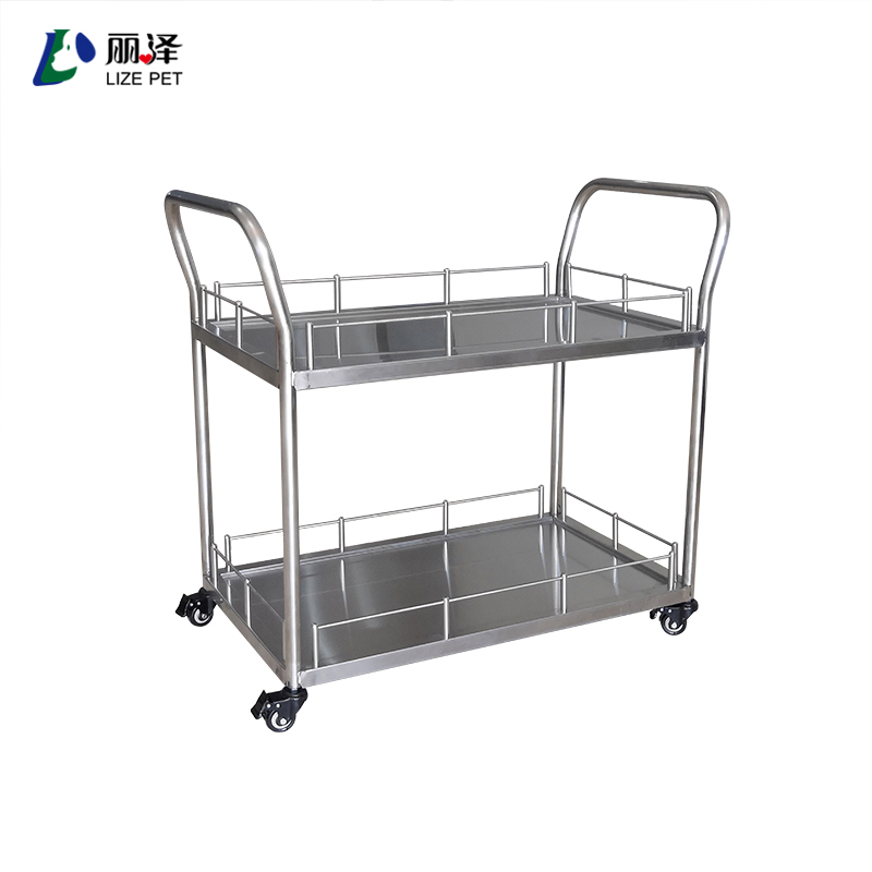 LIZE PET Medical Hospital Surgical Instrument Trolley Stainless Steel Medicine Dressing Trolley Instrument Trolley Cart