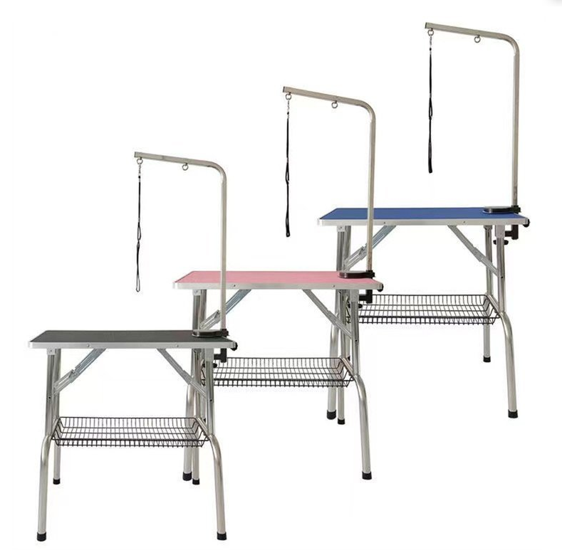 Stainless steel leg folding pet grooming table