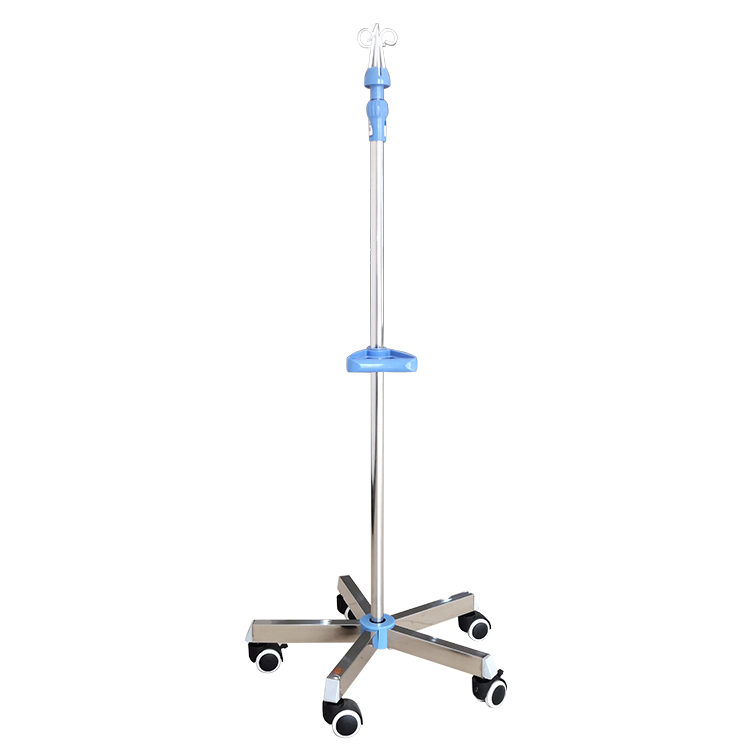 Portable Medical Stand Rack Height Adjustable Stainless Iv Infusion Pole With Solid Metal Base