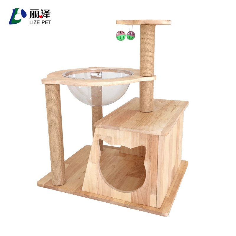 LIZE Wooden cat crawler cat toy rack Transparent space capsule cat nest