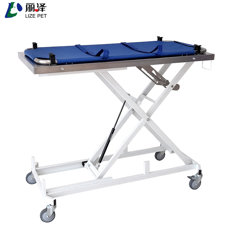 Stainless steel pneumatic lift - Veterinary stretcher trolley pet emergency vehicle