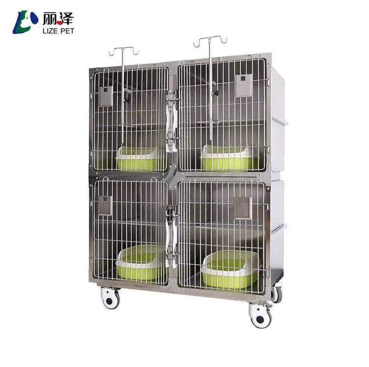 Pet cats and dogs with two layers of 4 door stainless steel cat cage foster cage display cage cat nest